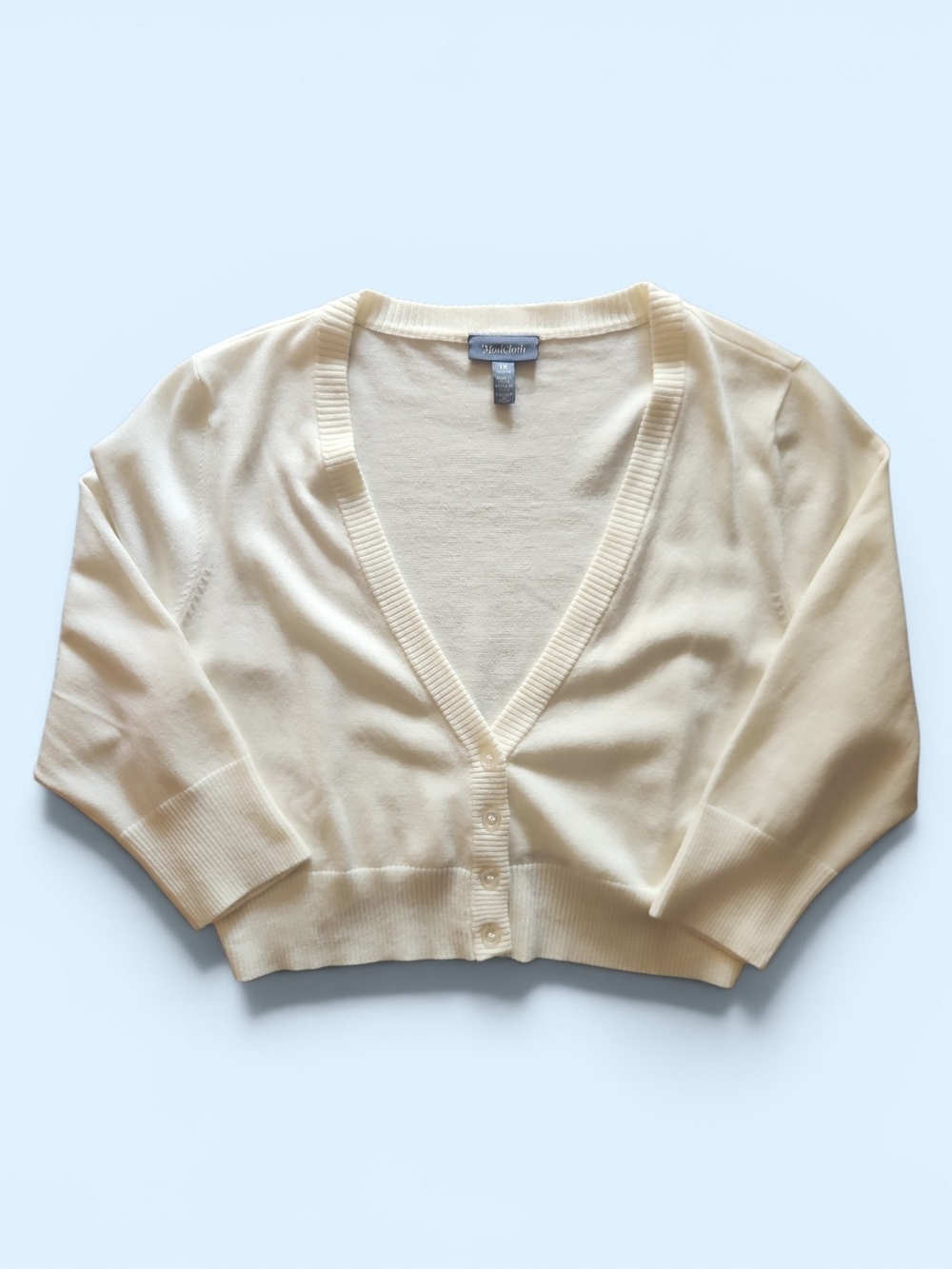ModCloth 1X Cream Cropped Cardigan NWT Cottagecore Button Front Sweater